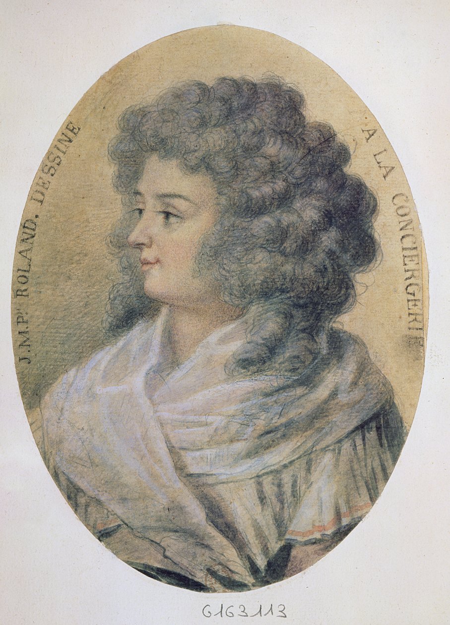 Portret Jeanne-Marie Roland de la Platiere (z domu Philippon) (1754-93) w Conciergerie autorstwa French School