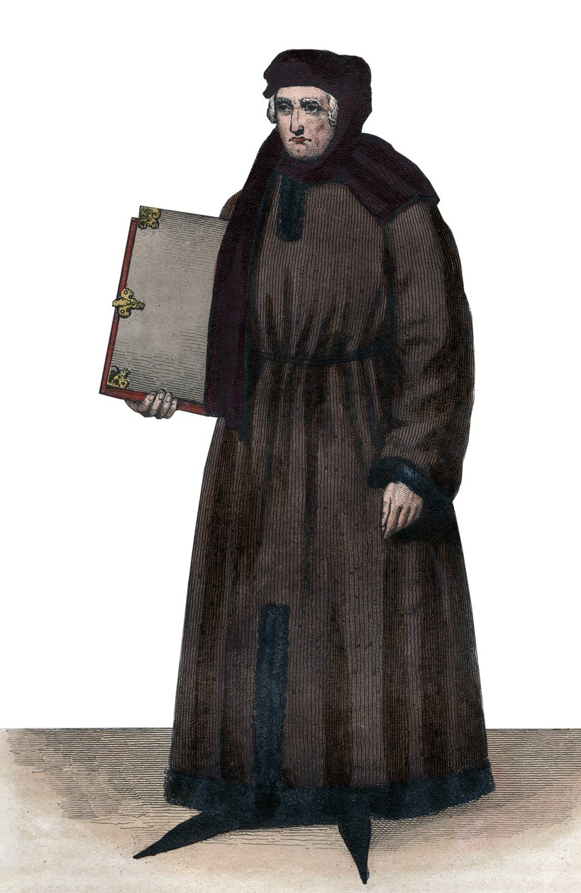 Portret Johna Froissarta (1337-1404), francuskich kronikarzy średniowiecznej Francji. autorstwa French School