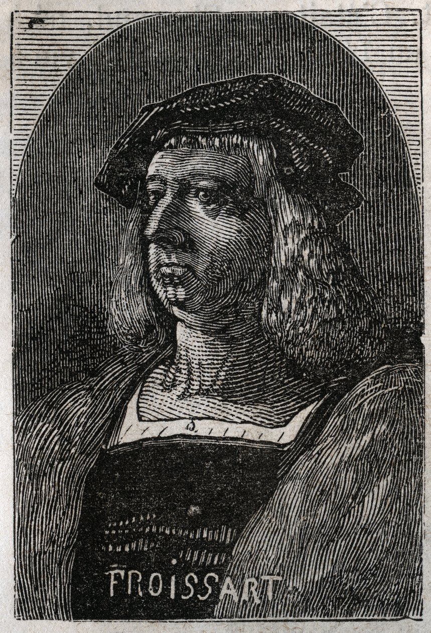 Portret Johna Froissarta (Jean Froissart) (1337-1404), francuskich kronikarzy średniowiecznej Francji - grawerowanie w „Histoire de France” Victora Duruya (1811-1894) - 1882 autorstwa French School
