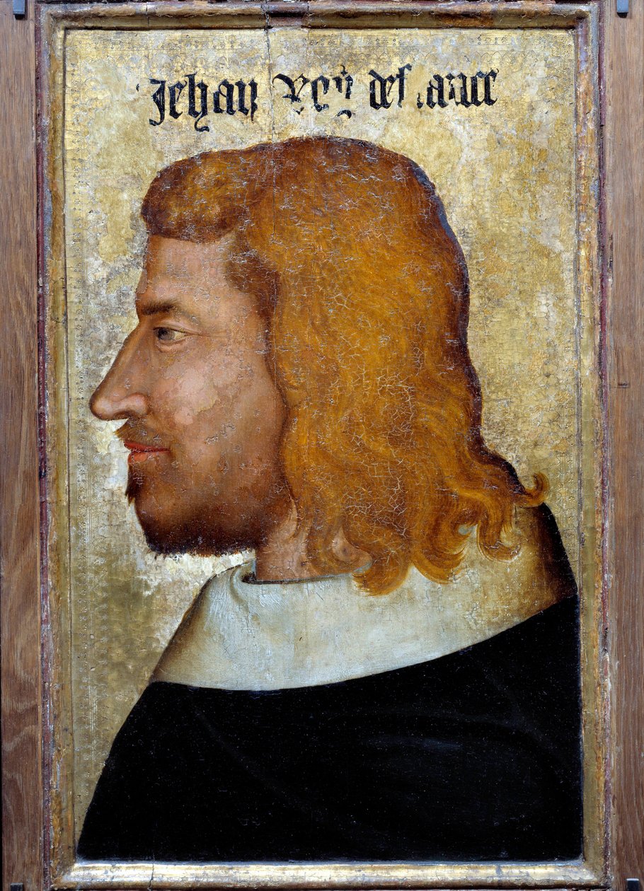 Portret Jana II Dobrego (1319-1364), króla Francji Malarstwo szkoły francuskiej. 14 wiek. Ciemny. 0,6x0,4m. - Portret Jana II Dobrego (1319-1364), króla Francji. Malarstwo Szkoły Francuskiej. 14 wiek. 0,6x0,4m. Luwr, Paryż autorstwa French School