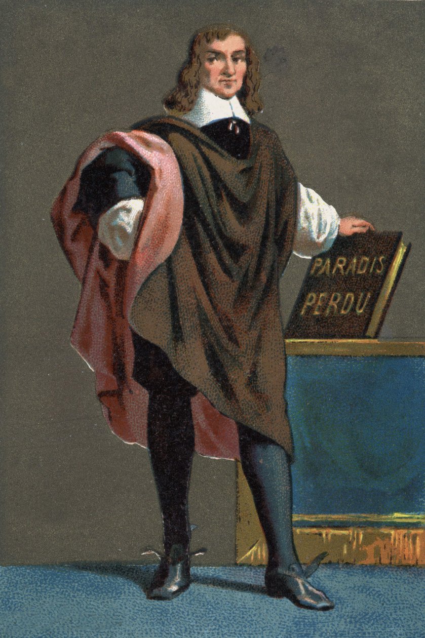 Portret Johna Miltona, angielskiego poety i eseisty (1608-1674) autorstwa French School