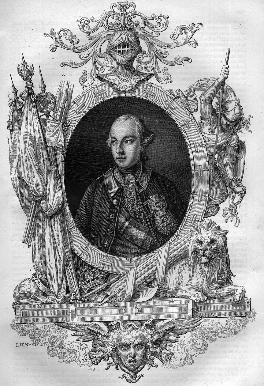 Portret Józefa II (1741-1790), cesarza Austrii Grawer w „Histoire des Papes-King-Queen-and-Empereurs a travers les century”” Maurice Lachatre autorstwa French School