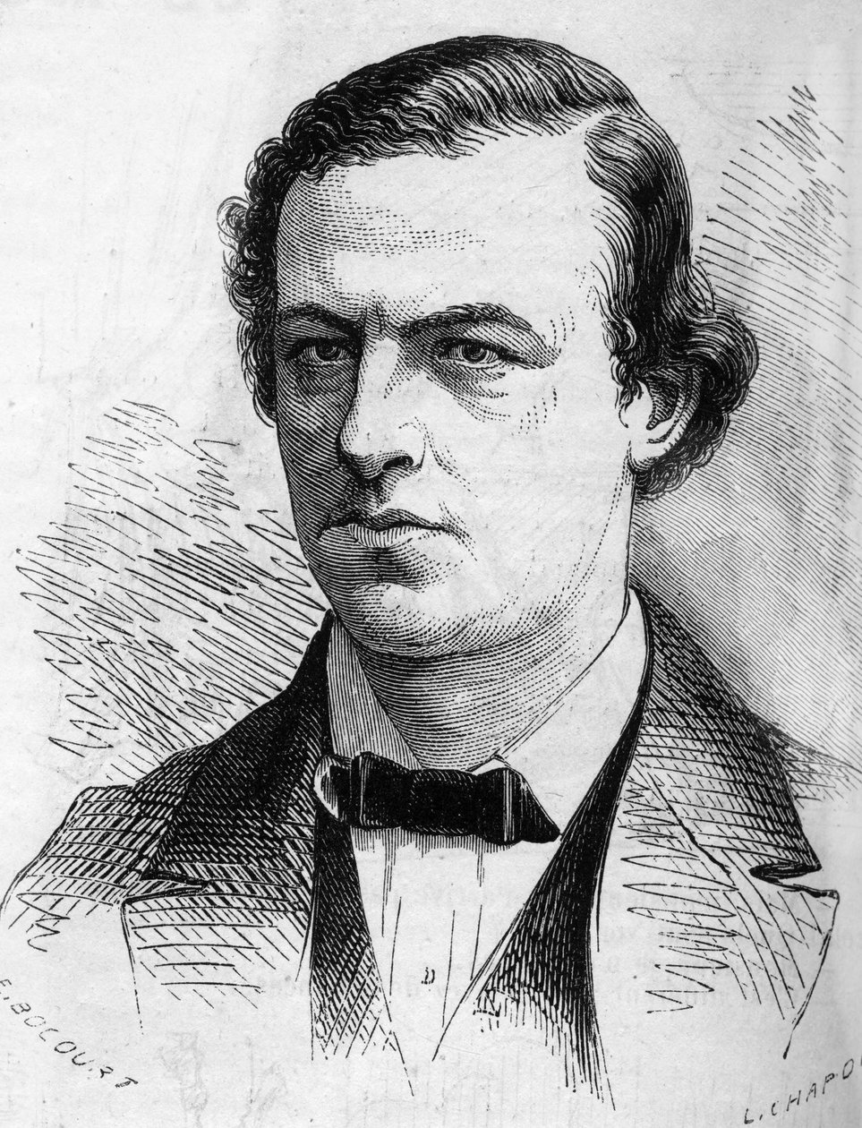 Portret Józefa Joachima (1831-1907), węgierskiego skrzypka. Grawerowanie w „” Świat Ilustrowany”” nr 516 z 2 marca autorstwa French School