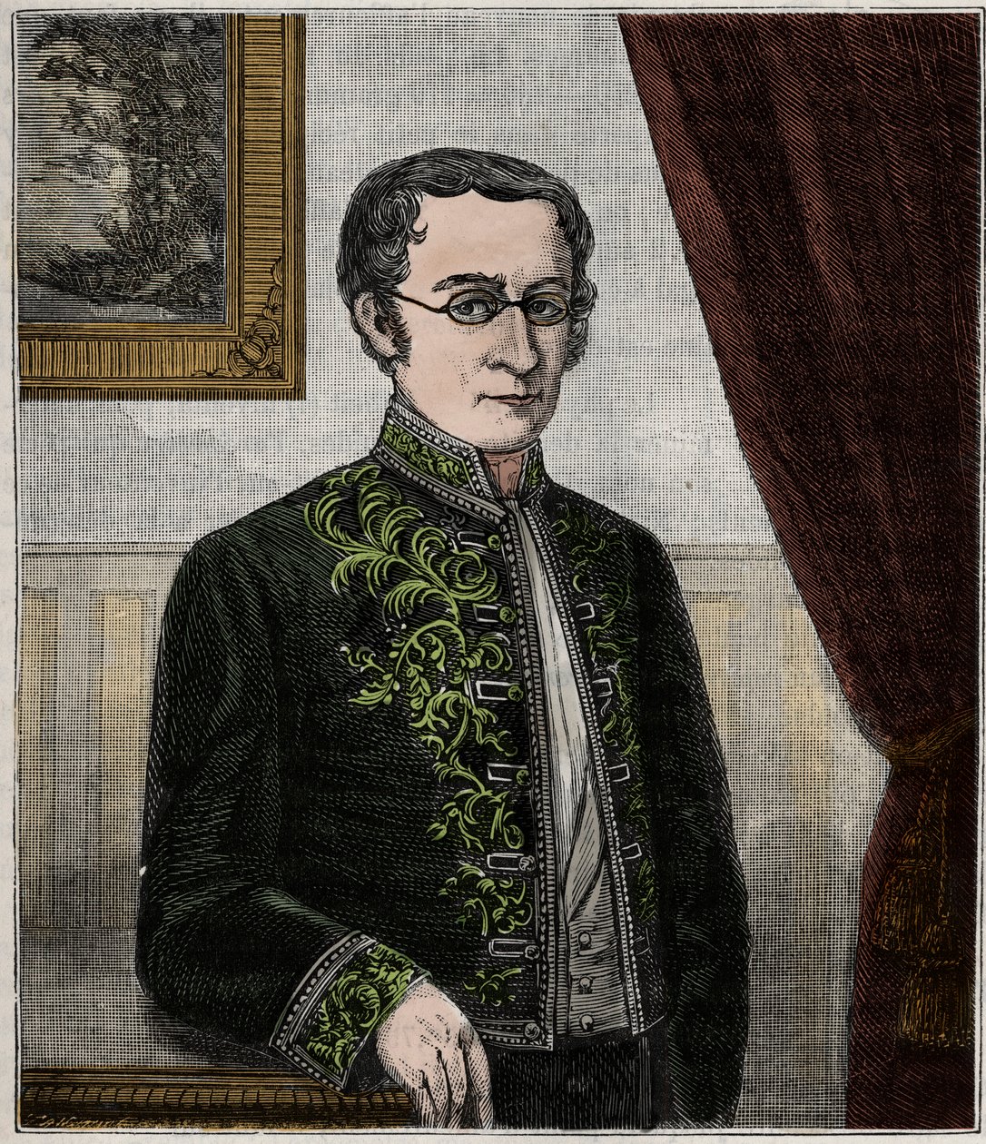 Portret Josepha Louisa Gay-Lussaca (1778-1850), francuskiego chemika - Portret Louisa-Josepha Gay-Lussaca (Louis Joseph Gay-Lussac) (1778-1850), francuskiego fizyka i chemika - Grawerowanie w „Nauki udostępnione wszystkim - popularna fizyka i chemia” Ale autorstwa French School