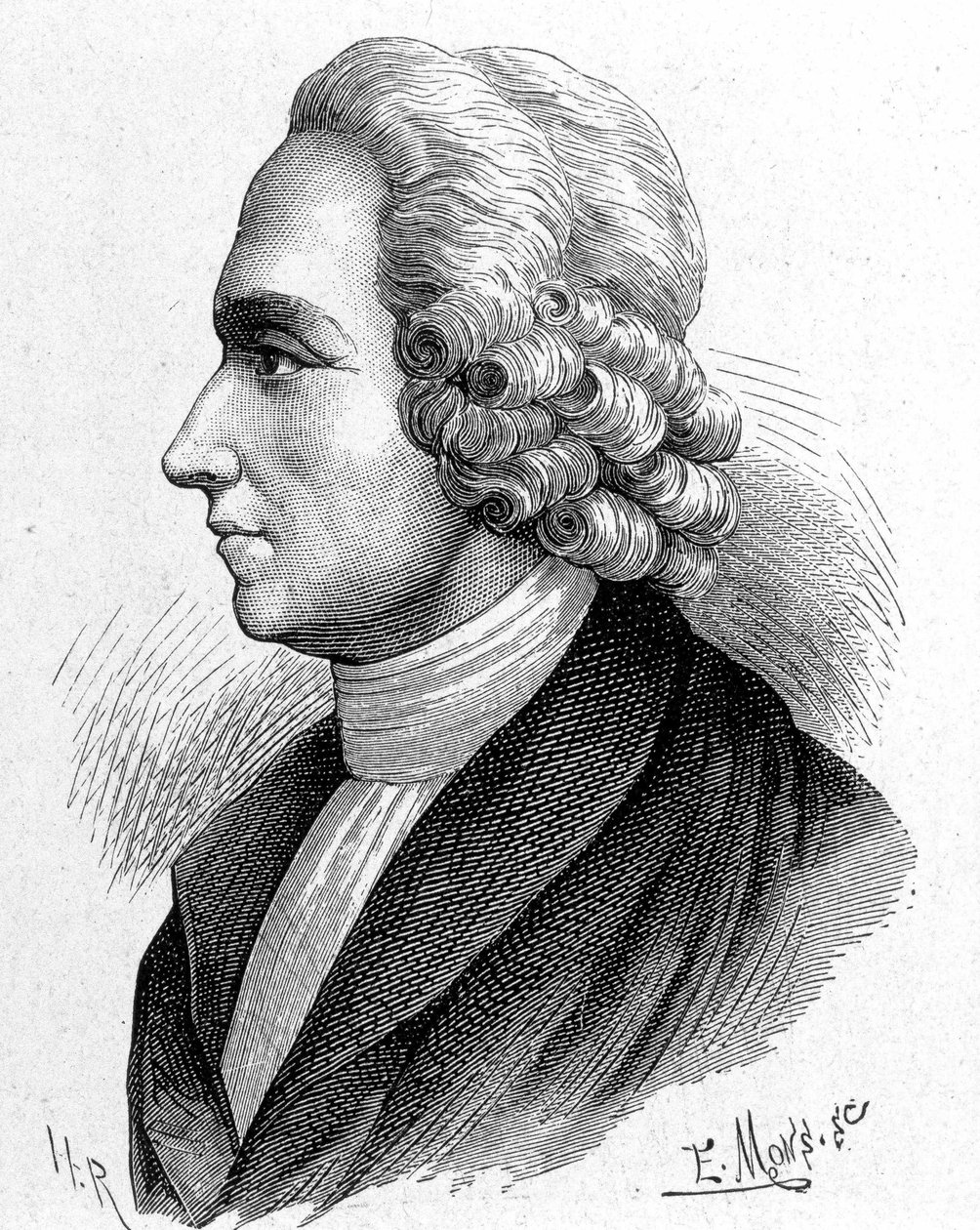 Portret Josepha Priestleya (1733 - 1804), brytyjskiego chemika i teologa - w „Albumie nauki”; wybitni uczeni; Wielkie odkrycia”” 1896. autorstwa French School