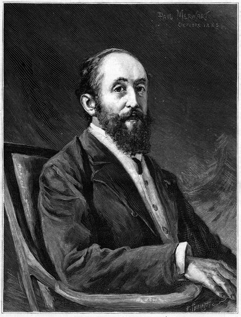 Portret Julesa Claretie (1840-1913), francuskiego powieściopisarza i członka francuskiej akademii w latach 1888-1913, w „The Illustrous World” autorstwa French School