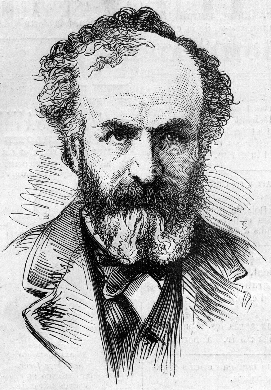 Portret Julesa Jansenna (1824-1907), francuskiego astronoma, metoda obserwacji wypukłości słonecznych. Grawerowanie w „”Le Monde Illustré””n°911 z 26 września autorstwa French School