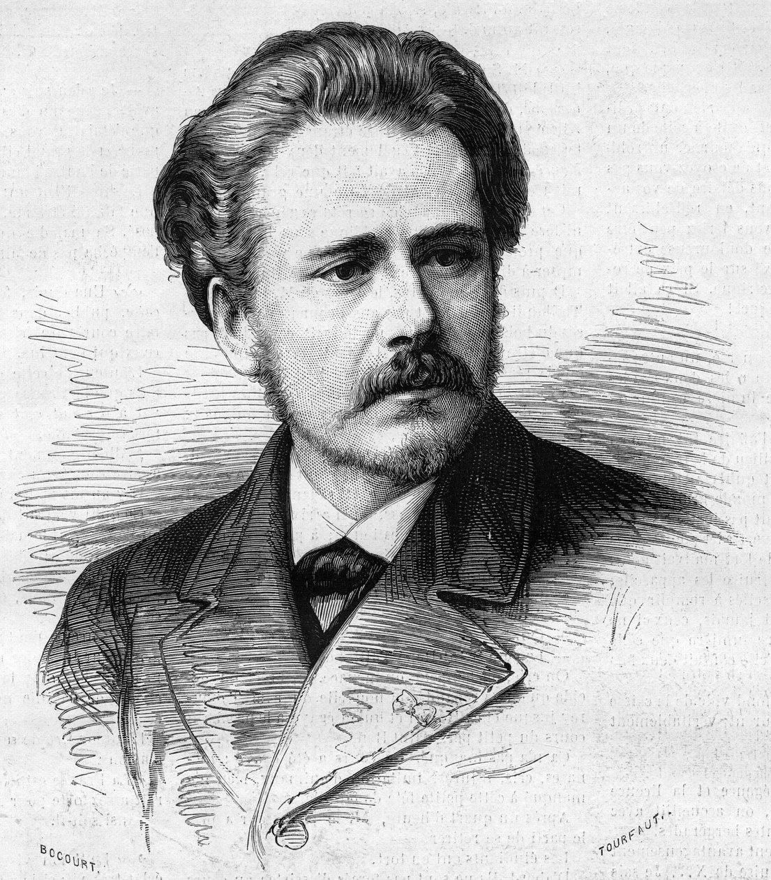 Portret Julesa Masseneta (1842-1912), francuskiego kompozytora. Grawer w „”Le Monde Illustré””n°1047 z dnia 5 maja 1877 r. autorstwa French School