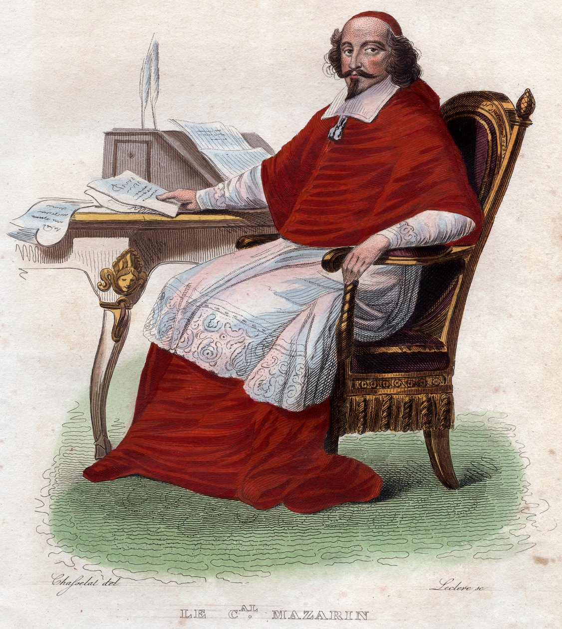 Portret Julesa Mazarina (1602-1661), francuskiego kardynała włoskiego, dyplomaty i polityka. autorstwa French School