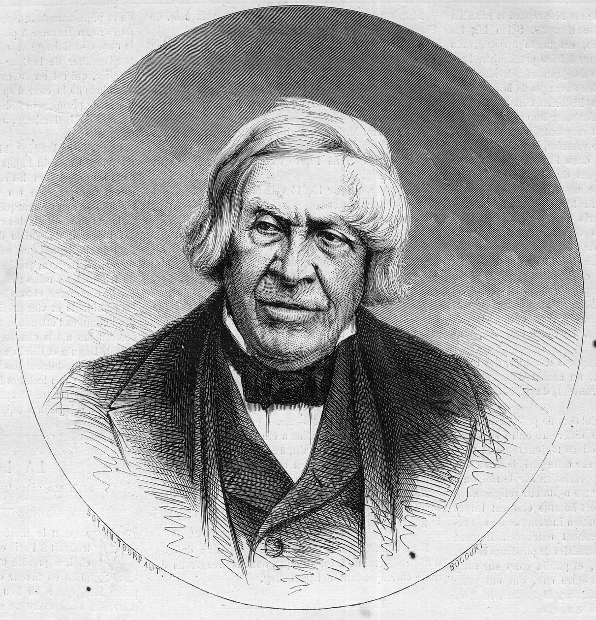 Portret Julesa Micheleta (1798-1874), francuskiego historyka i pisarza. Grawer w „Le Monde Illustré” nr 879 z dnia 14 lutego 1874 r. autorstwa French School