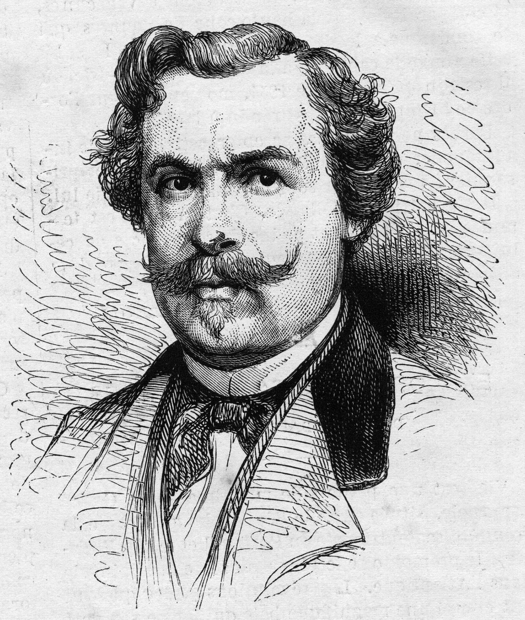 Portret Julesa de Goncourta (1830-1870), francuskiego pisarza. Grawer w „Le Monde Illustré” nr 690 z 2 lipca 1870 r. autorstwa French School