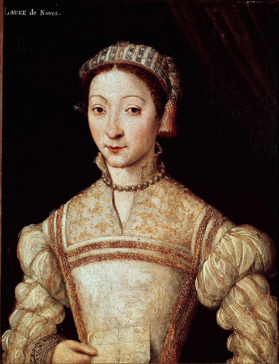Portret Laury (Laura) autorstwa Noves (1308-1348), kobieta aimee de Petrarque (Francesco Petrarca) Obraz szkoły francuskiej z XVI wieku Słońce. 21 x 28 cm Chantilly, musee Conde - Portret Laury de Noves (1308-1348), ukochana kobieta Francesco Petrarcas autorstwa French School