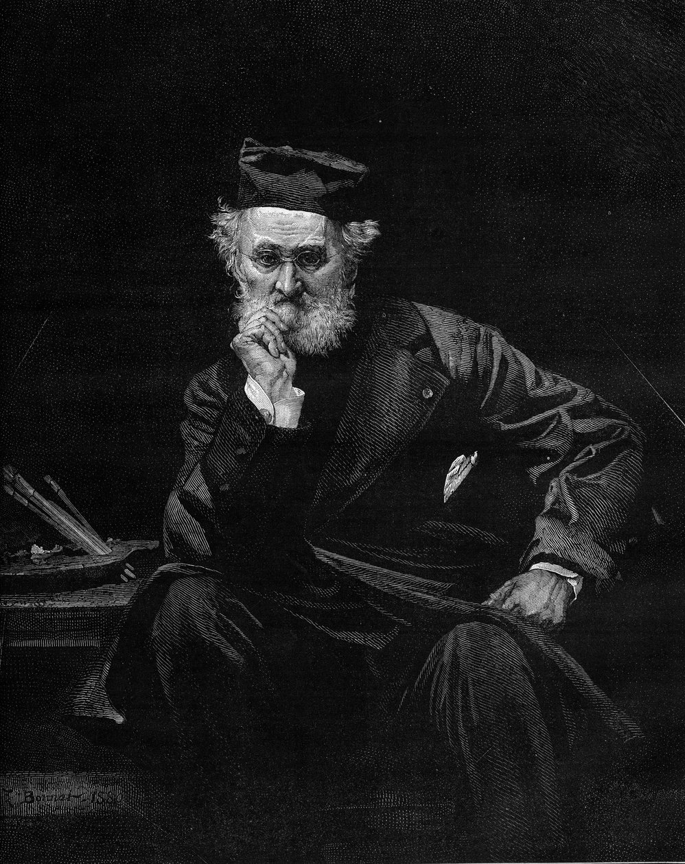 Portret Leona Cognieta (1794-1880), francuskiego malarza. Grawer w „Le Monde Illustré” nr 1236 z dnia 4 grudnia 1880 r. autorstwa French School