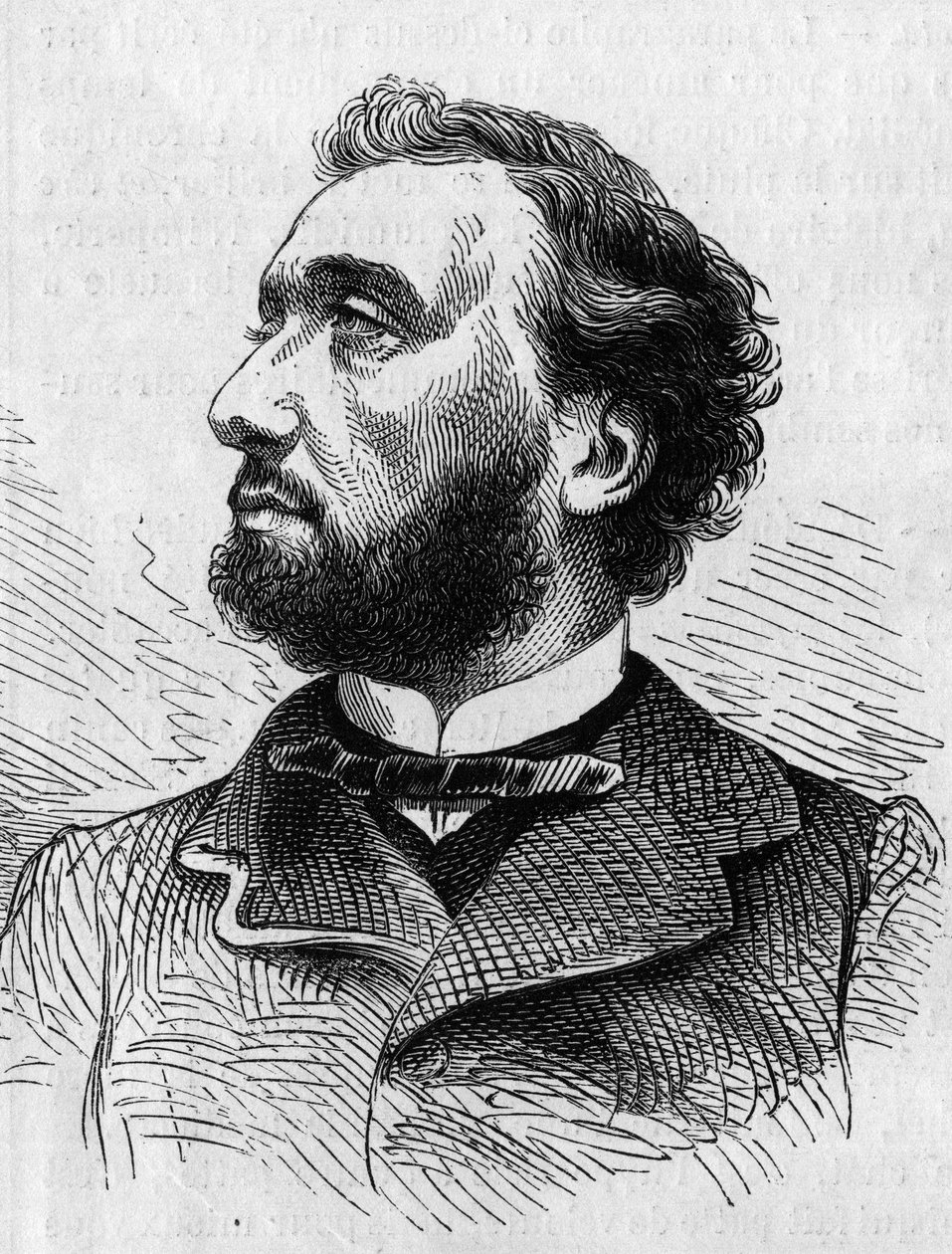 Portret Leona Gambetty (1838-1882), francuskiego polityka. Grawerowanie w „” Świat Ilustrowany”” nr 634 z 5 czerwca autorstwa French School