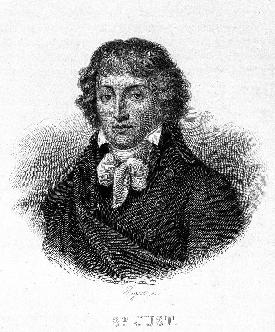 Portret Louis Antoine Léon Saint - Just (1767 - 1794) - w „” Revolution francaise”” Thiersa. 19 wiek autorstwa French School