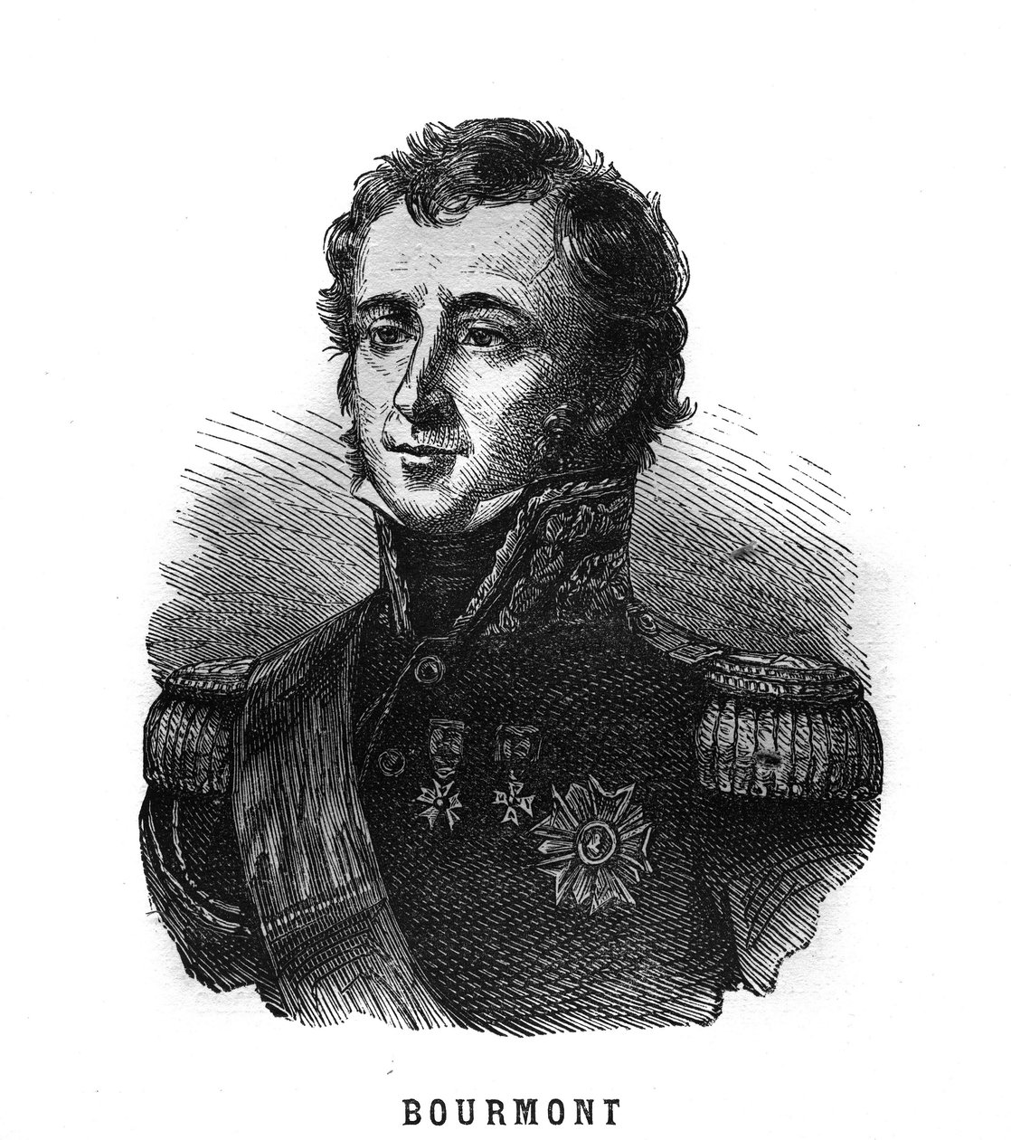 Portret Louisa Auguste Victora de Ghaisne de Bourmont (1773-1846), marszałka Francji. Grawer w „Les Illustrations De L