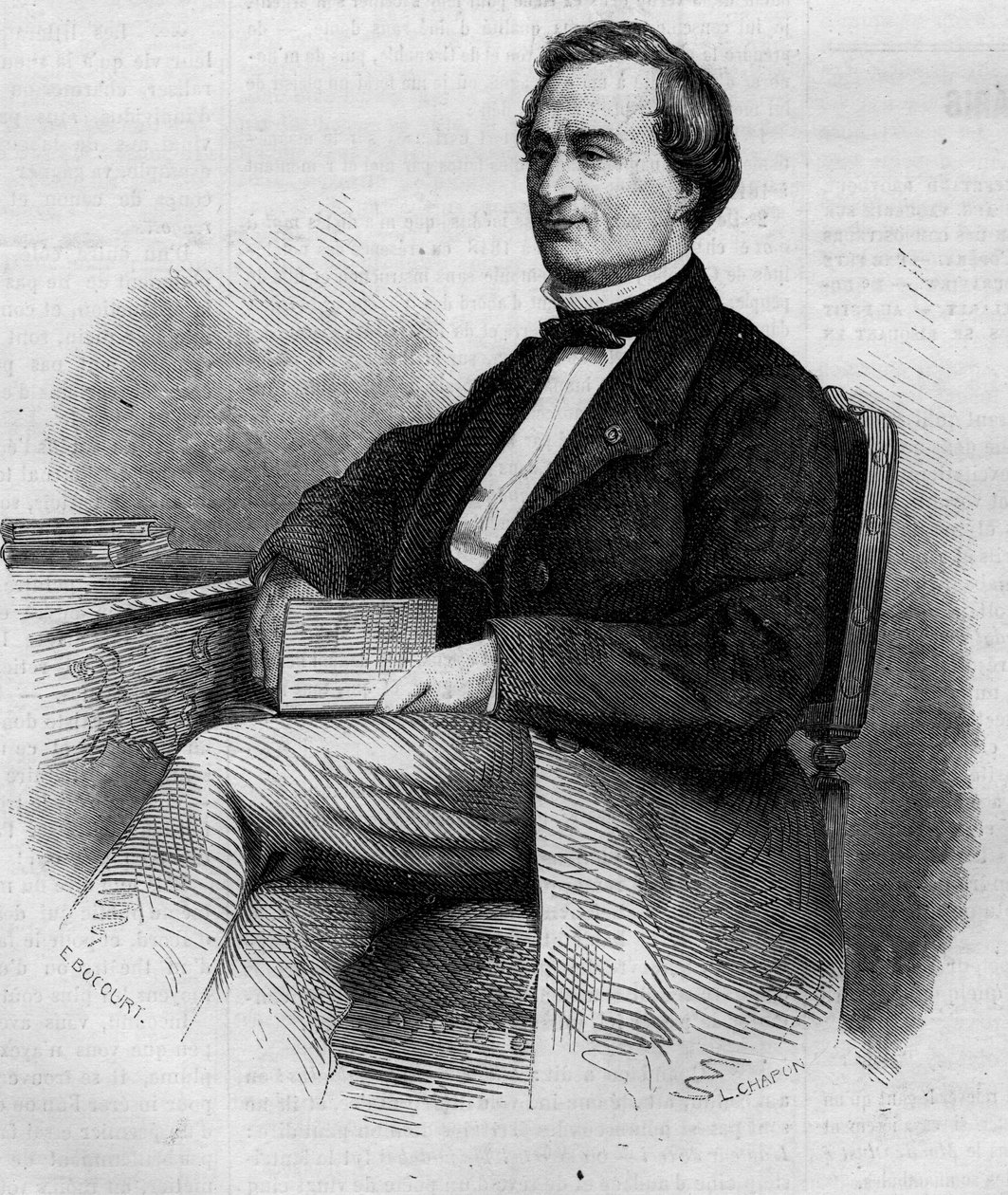Portret Louisa Bernarda Bonjeana (1804-1871), francuskiego sędziego i senatora. Grawer w „”Le Monde Illustré””n° 309 z 14 marca 1863 r. autorstwa French School