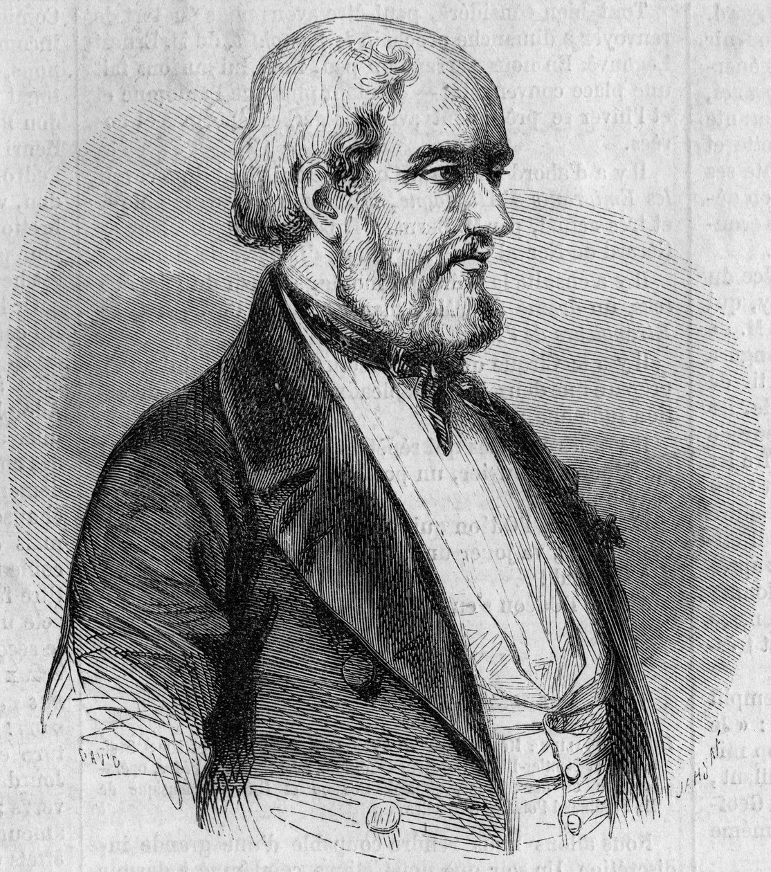 Portret Louisa Garneraya (1783-1857), francuskiego marynarza, malarza i historyka morskiego. Grawerowanie w „”Le Monde Illustré””n°26 z 10 października autorstwa French School