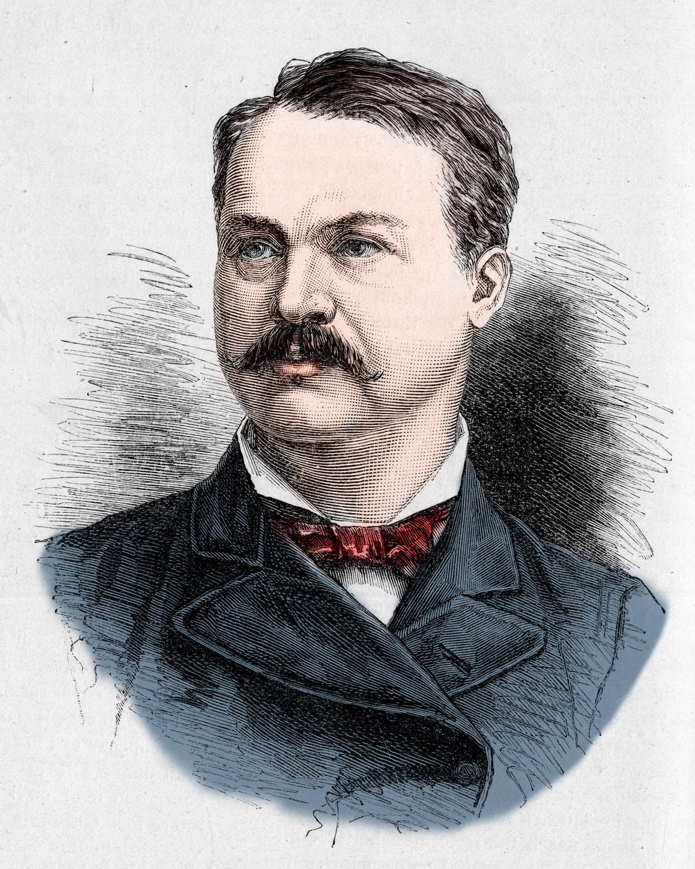 Portret Louisa Honore (Louis Honore) Frechette (1839-1908), kanadyjskiego poety i dramaturga. Grawerunek Charlesa Georgesa w „”Le Monde Illustré””n°1328 z 9 września 1882 r. autorstwa French School