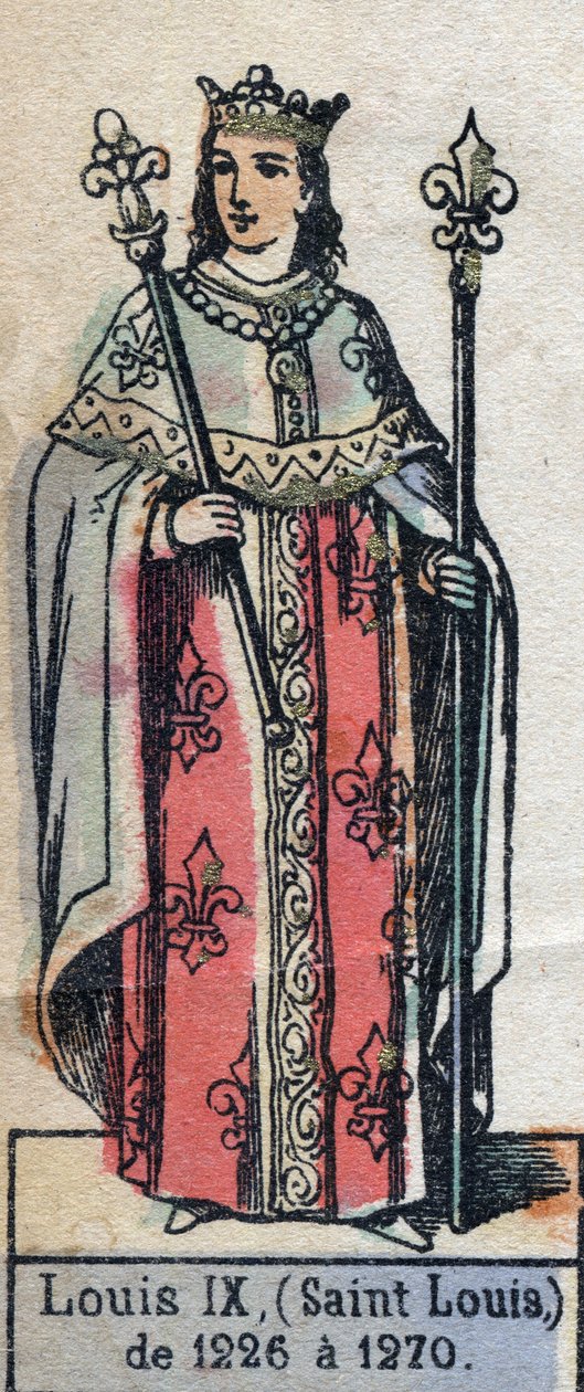 Portret Ludwika IX z Francji, zwanego św. Ludwikiem (1214-1270) (dynastia Kapetów). Ilustracja pod koniec XIX wieku. autorstwa French School