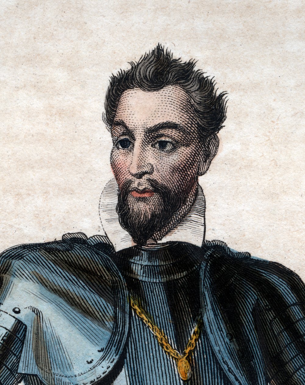 Portret Ludwika I de Bourbon, księcia Conde (1530-1569), wodza i generała hugenotów. autorstwa French School