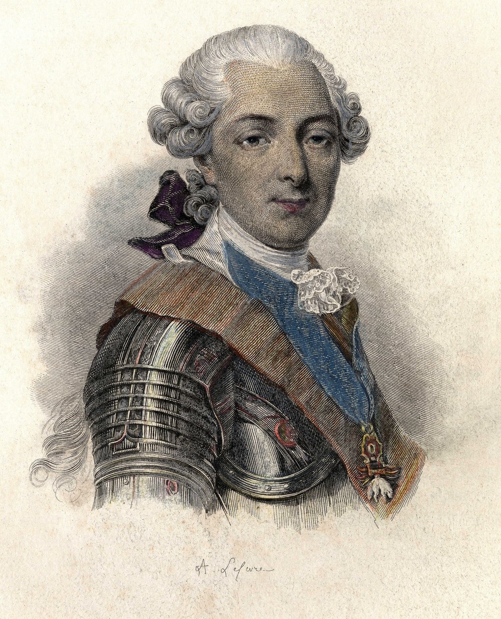 Portret Louisa Jeana Marie de Bourbon, księcia Penthievre (1725-1793), wielkiego admirała i mecene francais. w "Portraits des Hommes Useful". autorstwa French School