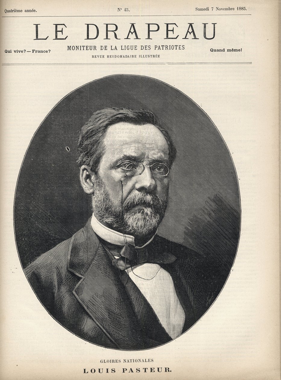 Portret Louisa Pasteura (1822-1895) - okładka „Flaga - Monitor Ligi Patriotów” - 7 listopada autorstwa French School