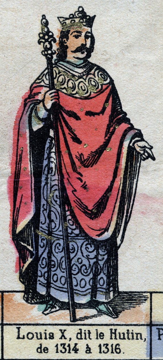 Portret Ludwika X z Francji, zwanego Ludwikiem Hutinem (1289-1316) (dynastia Kapetów). Ilustracja z końca XIX wieku. autorstwa French School