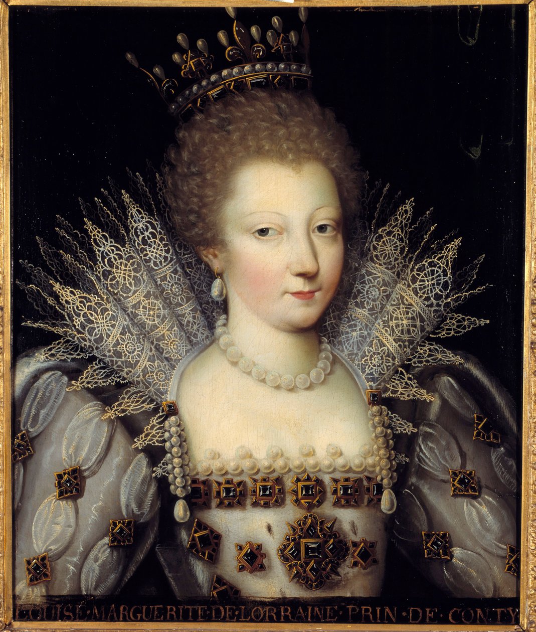 Portret Louise Marguerite de Lorraine, księżniczki Conti Malarstwo szkoły francuskiej z XVII wieku. Wymiary 0,57 x 0,47 m Chantilly, Musee Conde autorstwa French School