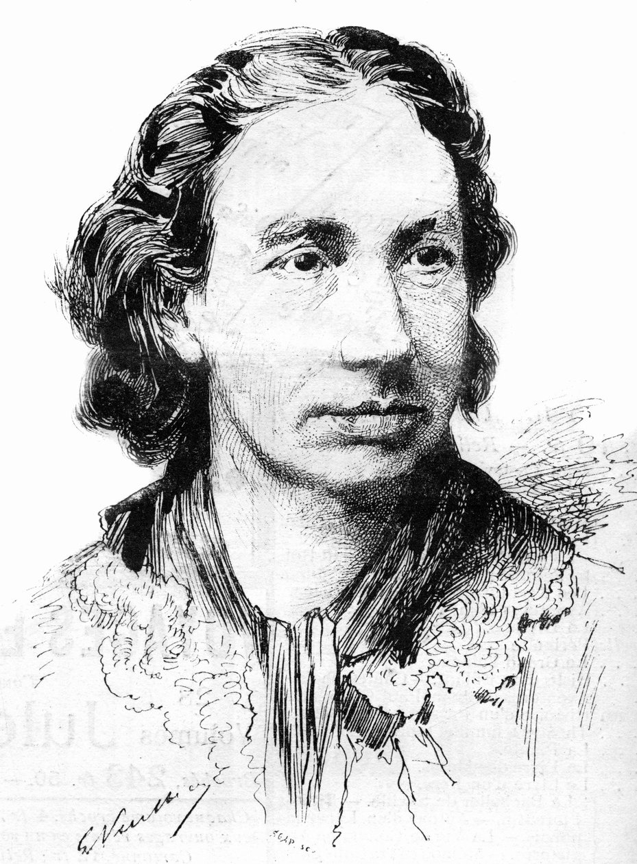 Portret Louise Michel (1830-1905), działaczki feministycznej i partyzantki komuny paryskiej. Tutaj w 1887 roku. autorstwa French School