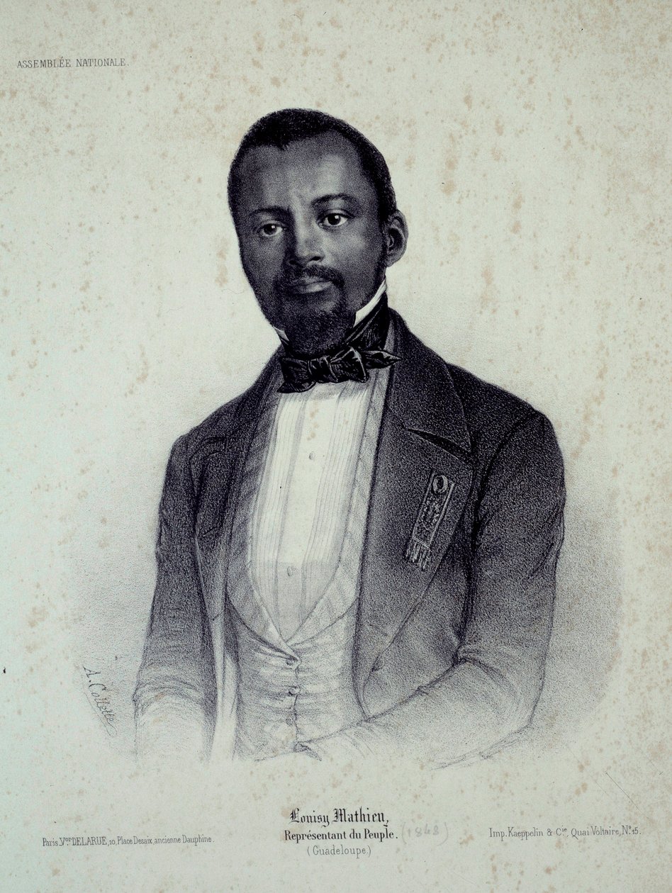 Portret Louisy Mathieu (1817-1874), byłej niewolnicy i zastępcy Gwadelupy Grawerowanie XIX-wiecznego Chartres, Musee des Beaux Arts autorstwa French School
