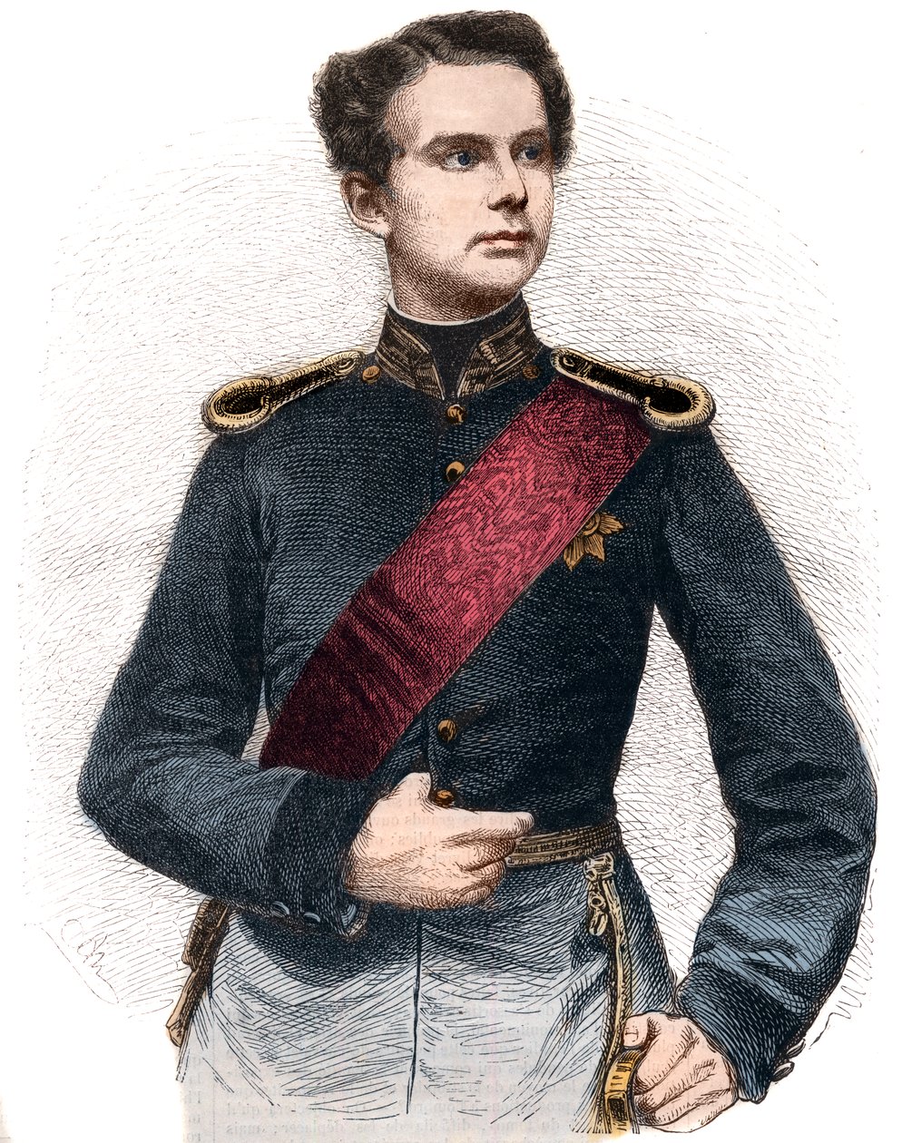 Portret Ludwika II Bawarskiego (1845-1886), króla Bawarii. autorstwa French School