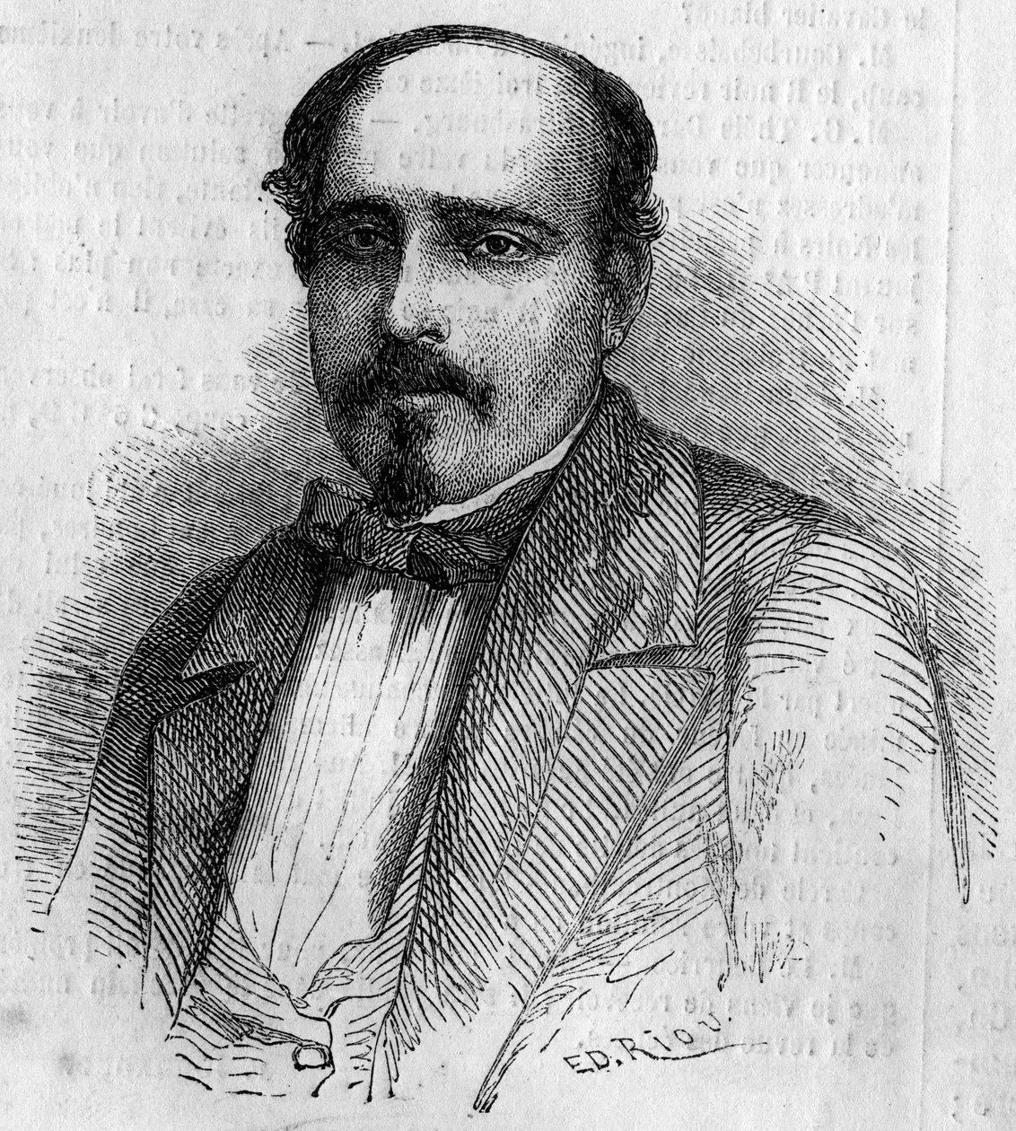 Portret Luiza Augusto Rebello da Silvy (1822-1871), portugalskiego pisarza. Grawer w „”Le Monde Illustré””n° 227 z 17 sierpnia 1861 r. autorstwa French School