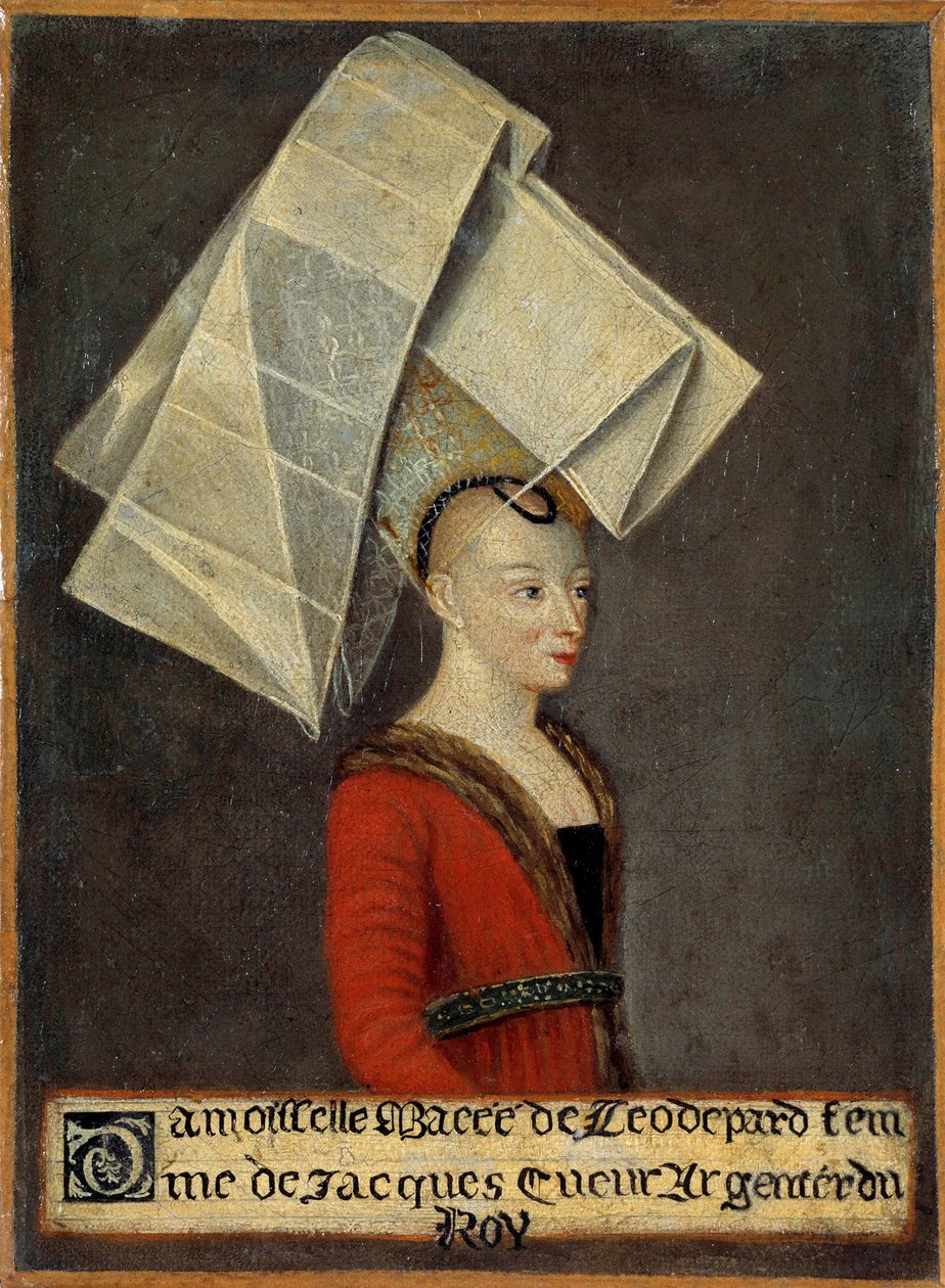 Portret Macee de Leodepard (Leodepart) żony francuskiego kupca Jacquesa Coeura (1395-1456) Malarstwo Szkoły Francuskiej. XV wiek. Bourges, Musee du Berry - Portret Mace Leodepard (Leodepart), żony francuskiego kupca Jacquesa Coeura (1395-145 autorstwa French School