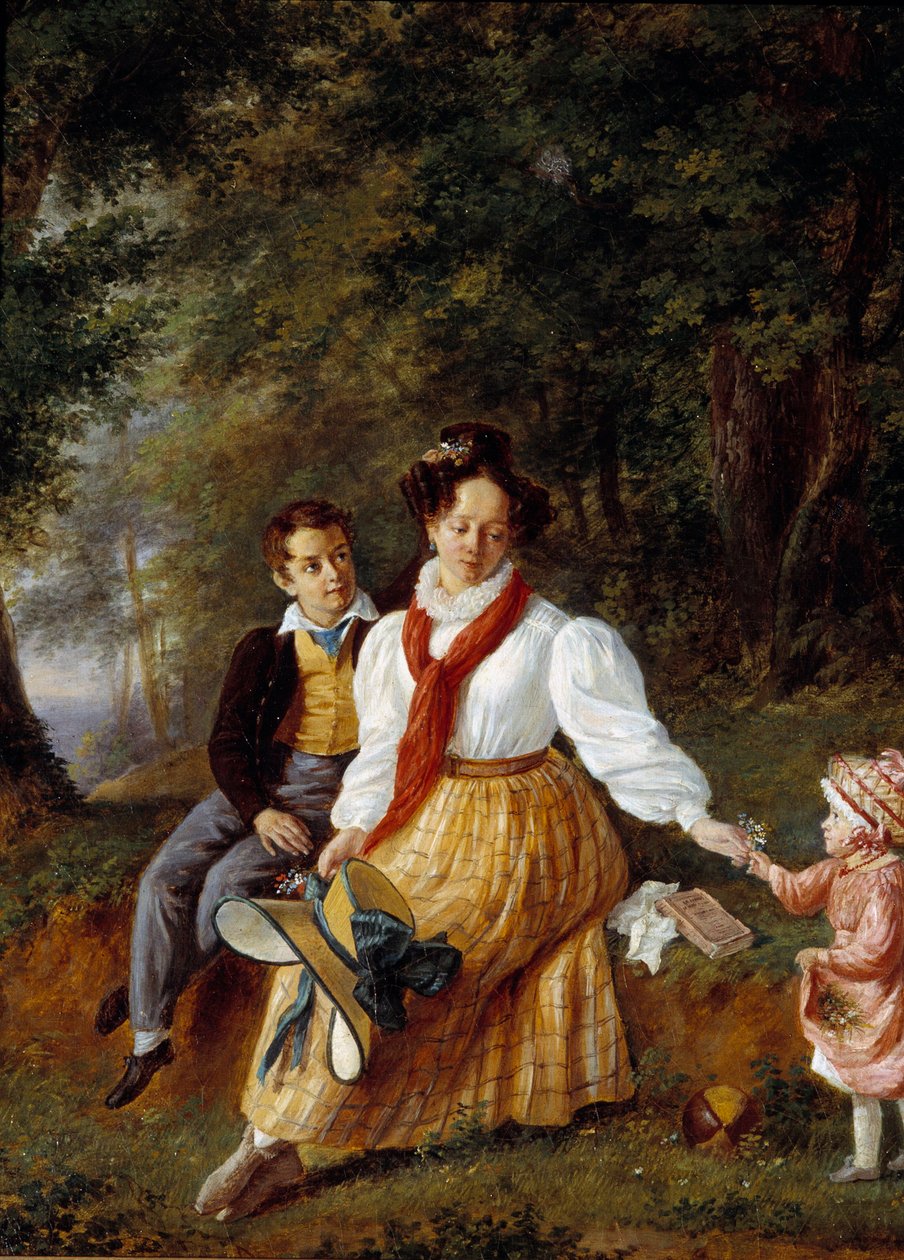 Portret Madame Paul de Lock z dziećmi Obraz szkoły francuskiej XIX wieku. Sceaux, Muzeum Ile de France autorstwa French School