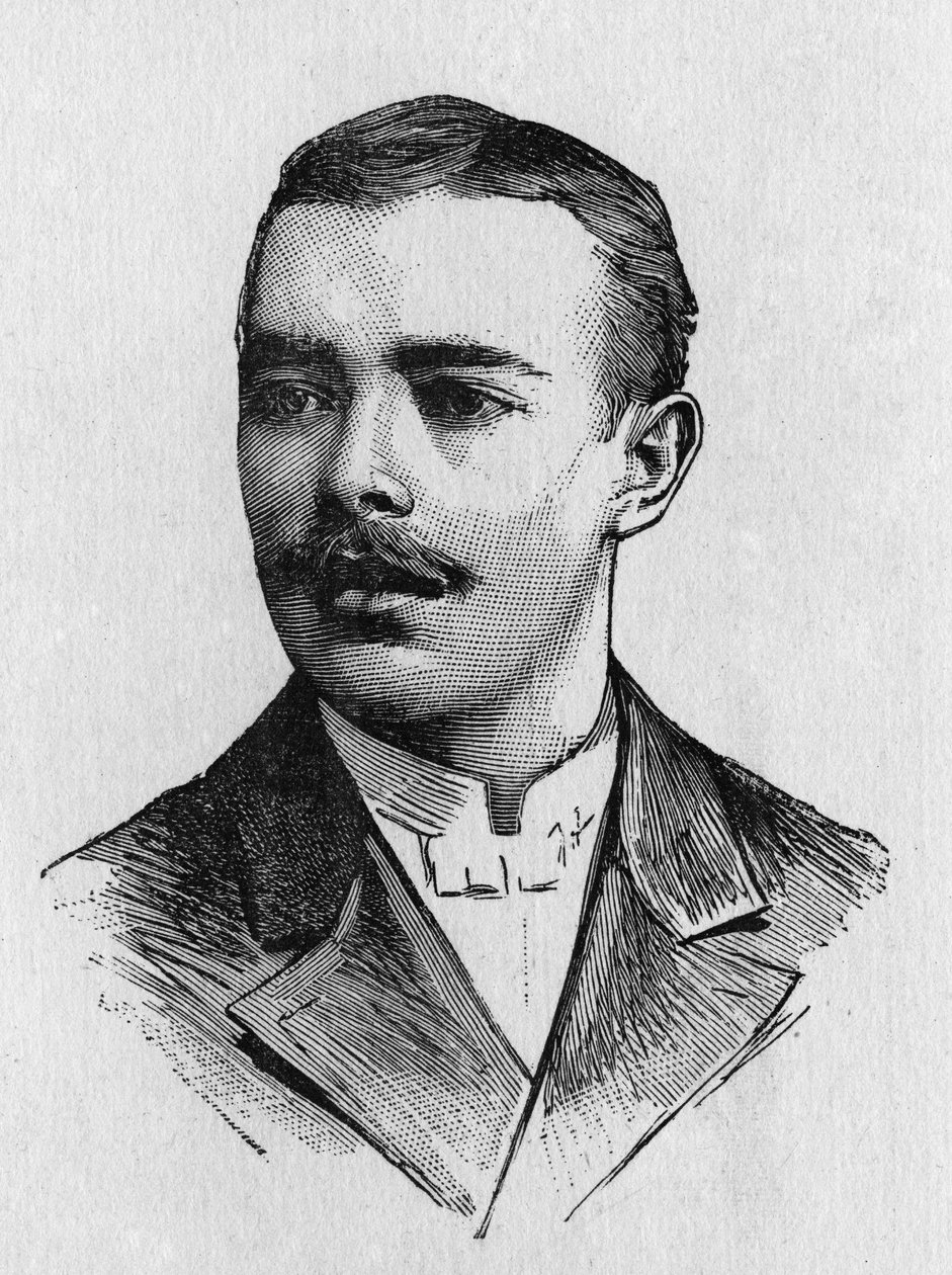 Portret Mangota, francuskiego lotnictwa - w „Albumie Nauki”; wybitni naukowcy; Wielkie odkrycia”” 1896. autorstwa French School