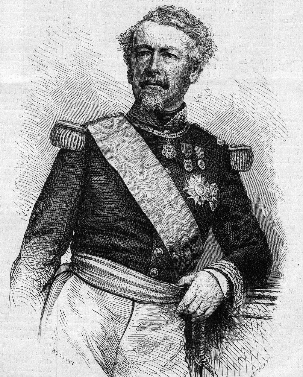 Portret Marechala Adolphe Niela (1802-1869), francuskiego żołnierza i polityka. Grawer w „” Le Monde Illustré”” nr 645 z 21 sierpnia 1869. autorstwa French School