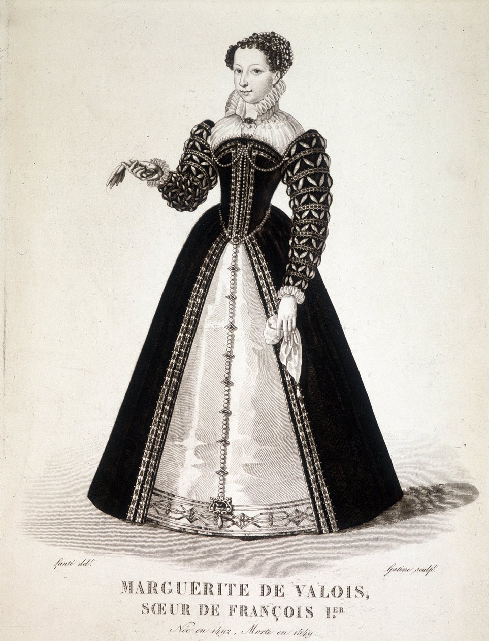 Portret Małgorzaty z Nawarry (1492-1549) Królowej Nawarry i Poetki - XIX wiek autorstwa French School