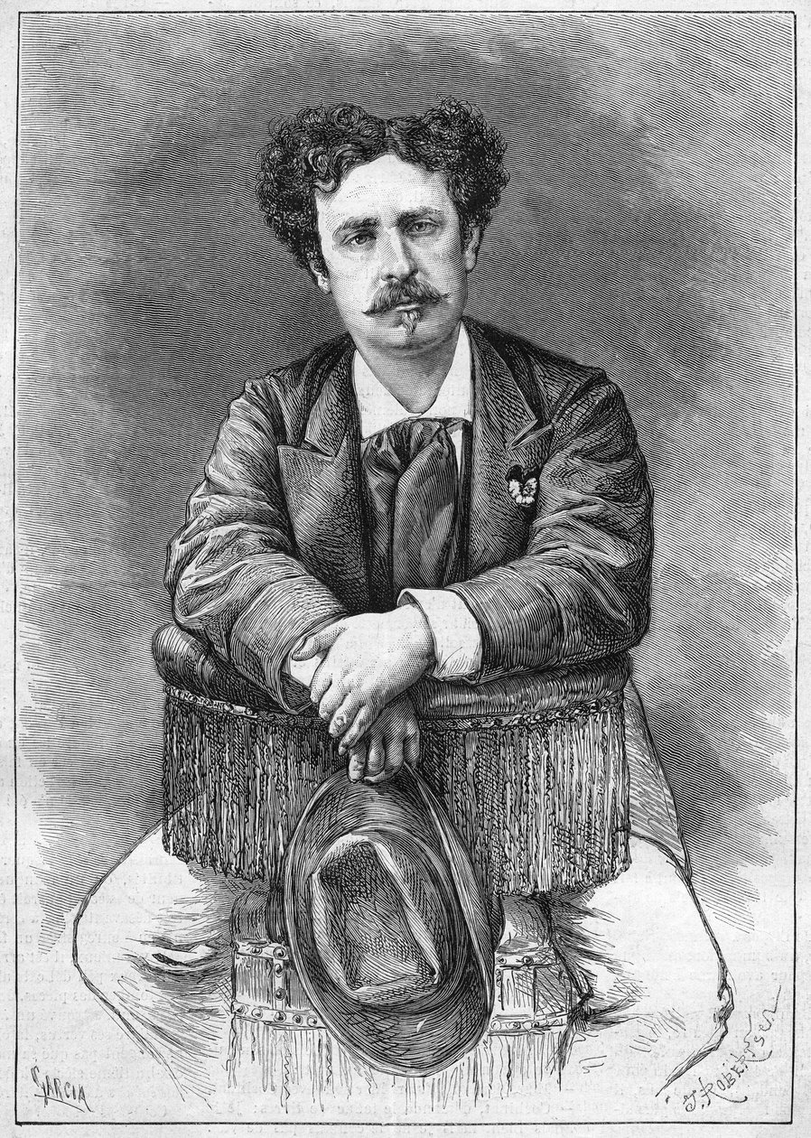 Portret Mariano Fortuny (1838-1874), hiszpańskiego malarza. Grawer w „”Le Monde Illustré””n°921 z 5 grudnia 1874 r. autorstwa French School