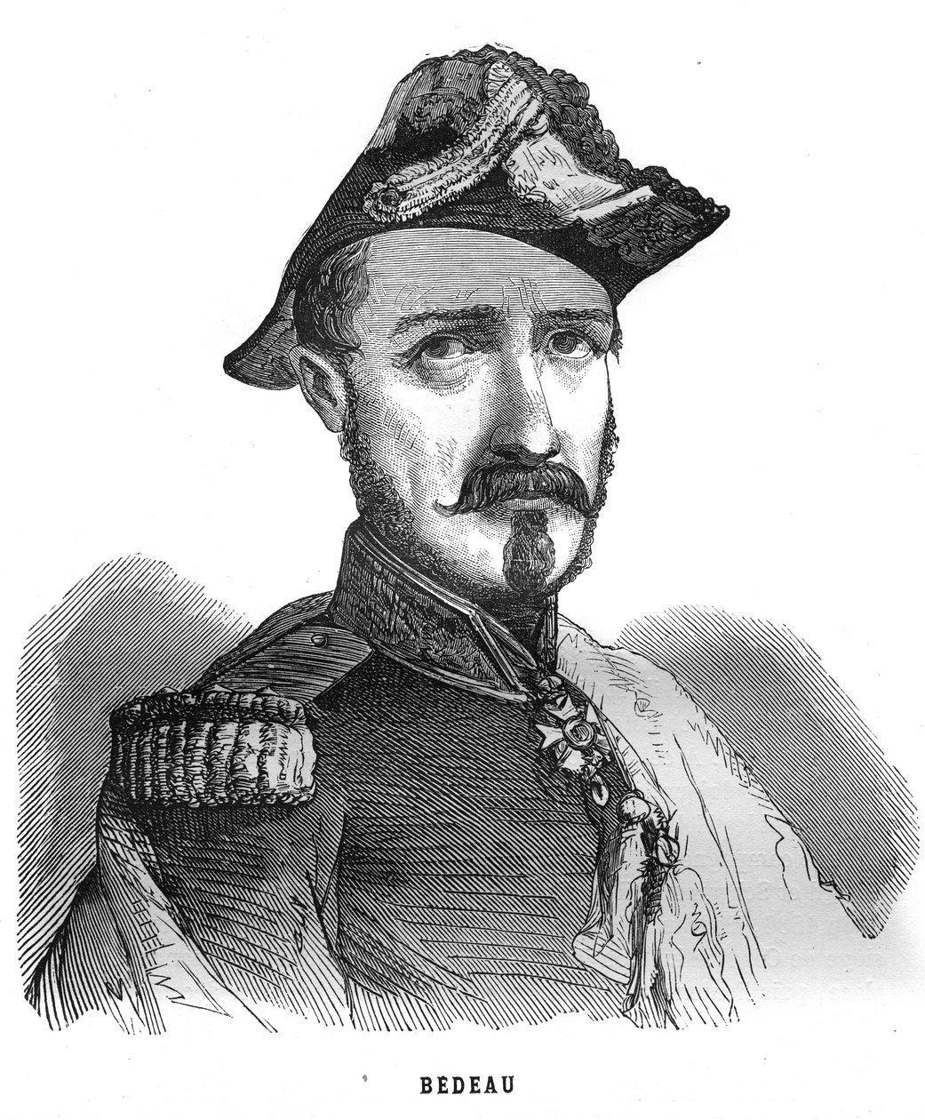 Portret Marie Alphonse Bedeau, generała francuskiego (1804-1863). Grawer w „Les Illustrations De L