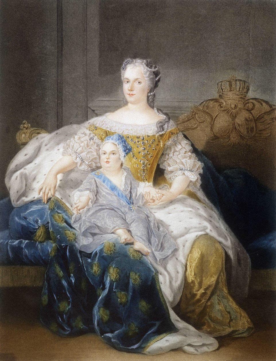Portret Marii Leszczyńskiej i Delfina autorstwa French School