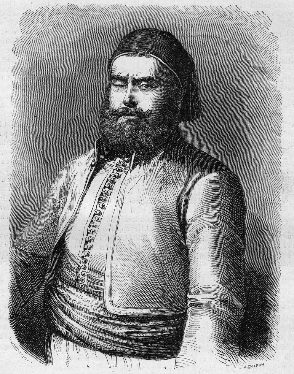 Portret Mohammeda Saida (1822-1863), wicekróla (Paszy) Egiptu pod panowaniem Imperium Osmańskiego. Grawerowanie w „”Le Monde Illustré””n°303 z 31 stycznia autorstwa French School