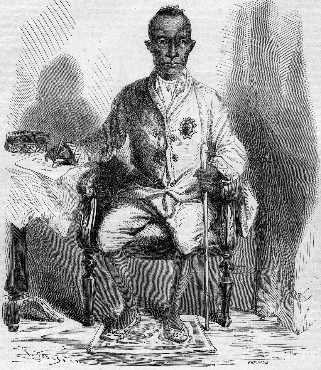 Portret Mongkuta (Rama IV lub Phrachomklao) (1804-1868), króla Syjamu (dzisiejsza Tajlandia). Grawer w „”Le Monde Illustré””n°222 z 13 lipca 1861 r. autorstwa French School