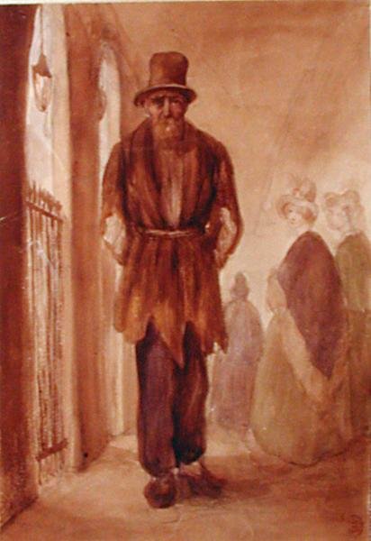 Portret Monsieur Chodruc-Duclos (1780-1842) w Palais Royal, ok. 1820 (tusz i pranie na papierze) autorstwa French School