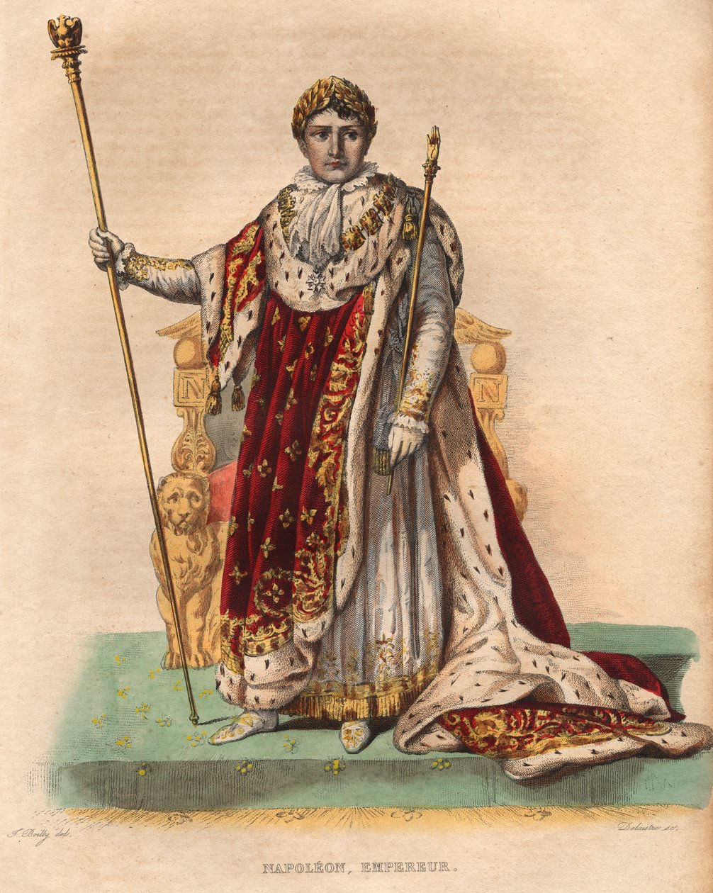 Portret Napoleona I (Napoleona Bonaparte) (1769-1821), cesarza Francuzów, w cesarskich szatach. autorstwa French School