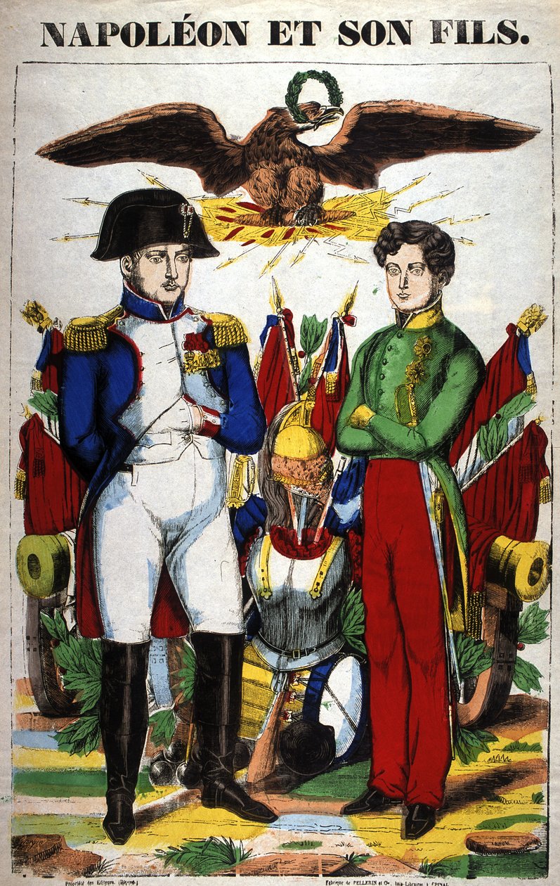 Portret Napoleona I i jego syna, Napoleona II. Obraz Epinal autorstwa French School
