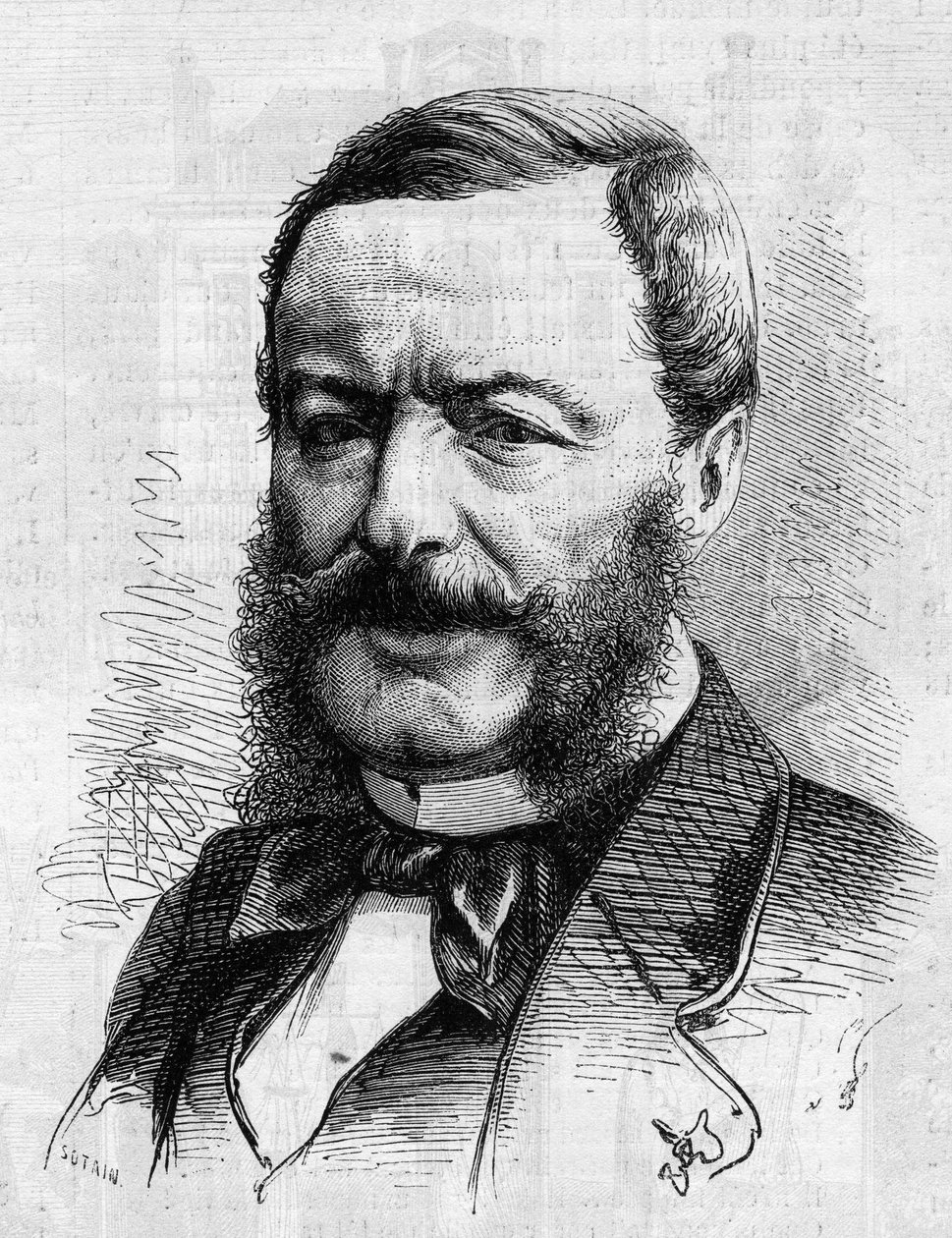 Portret Nestora Roqueplana (1804-1870), pisarza, dziennikarza i administratora teatrów francuskich. Grawer w „”Le Monde Illustré””n°681 z 30 kwietnia autorstwa French School