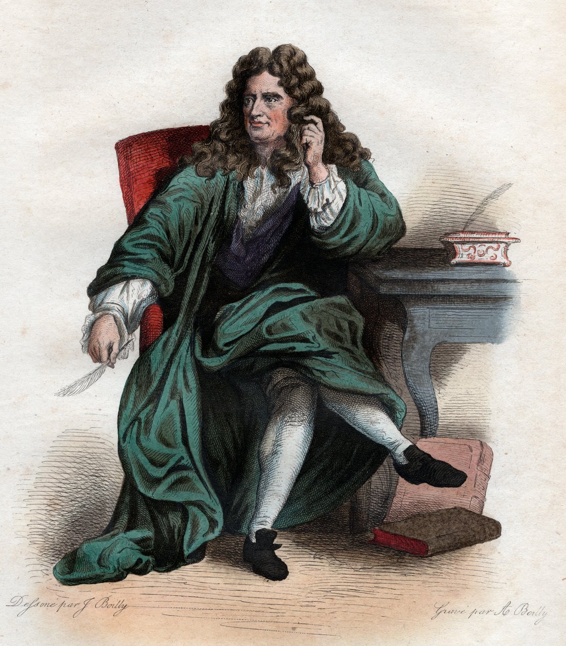 Portret Nicolasa Boileau Despreaux (1636-1711), francuskiego poety i krytyka. autorstwa French School
