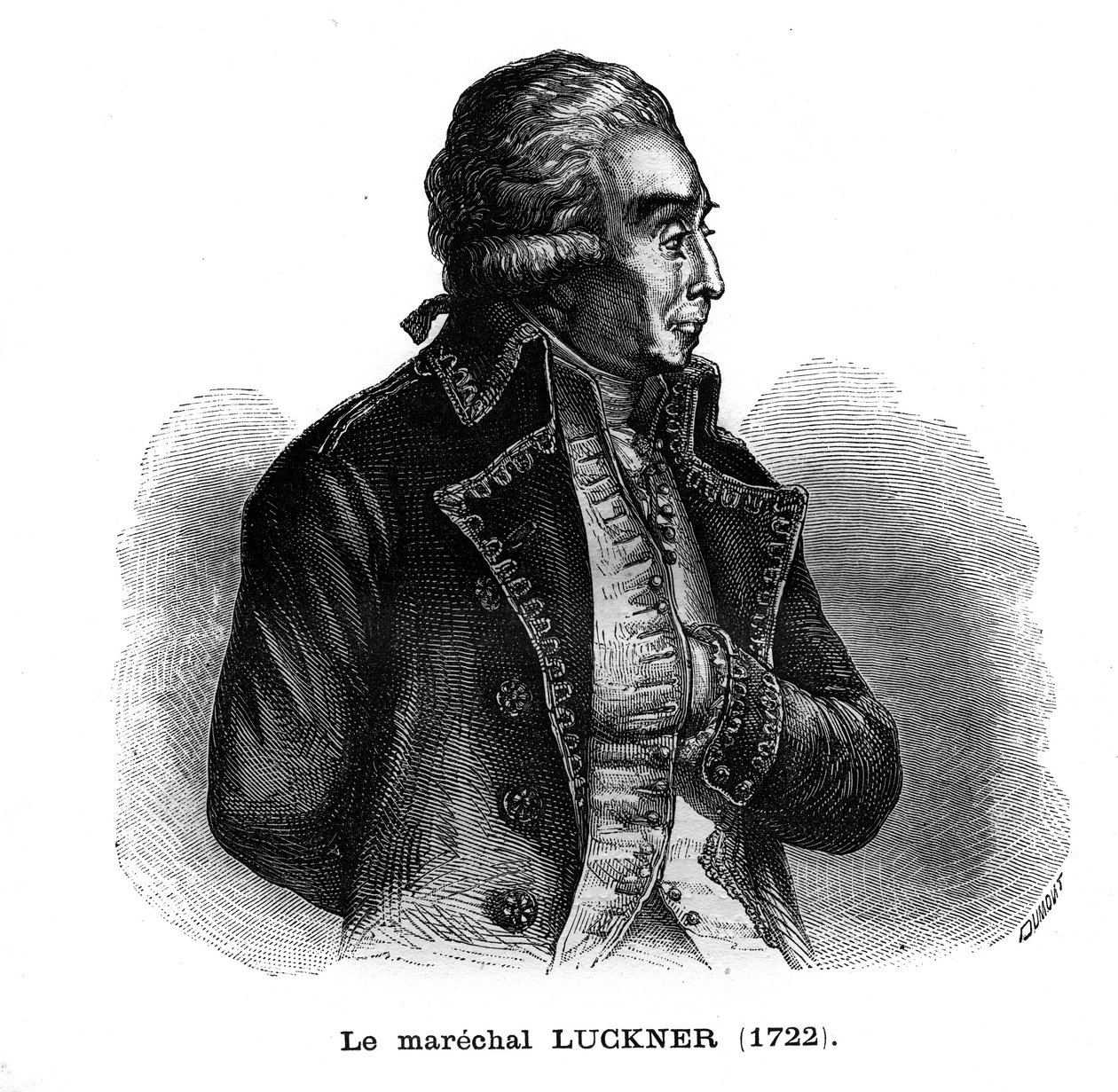 Portret Nicolasa Lucknera (1722-1794), francuskiego wojskowego pochodzenia niemieckiego. Grawer w „Les Illustrations De L