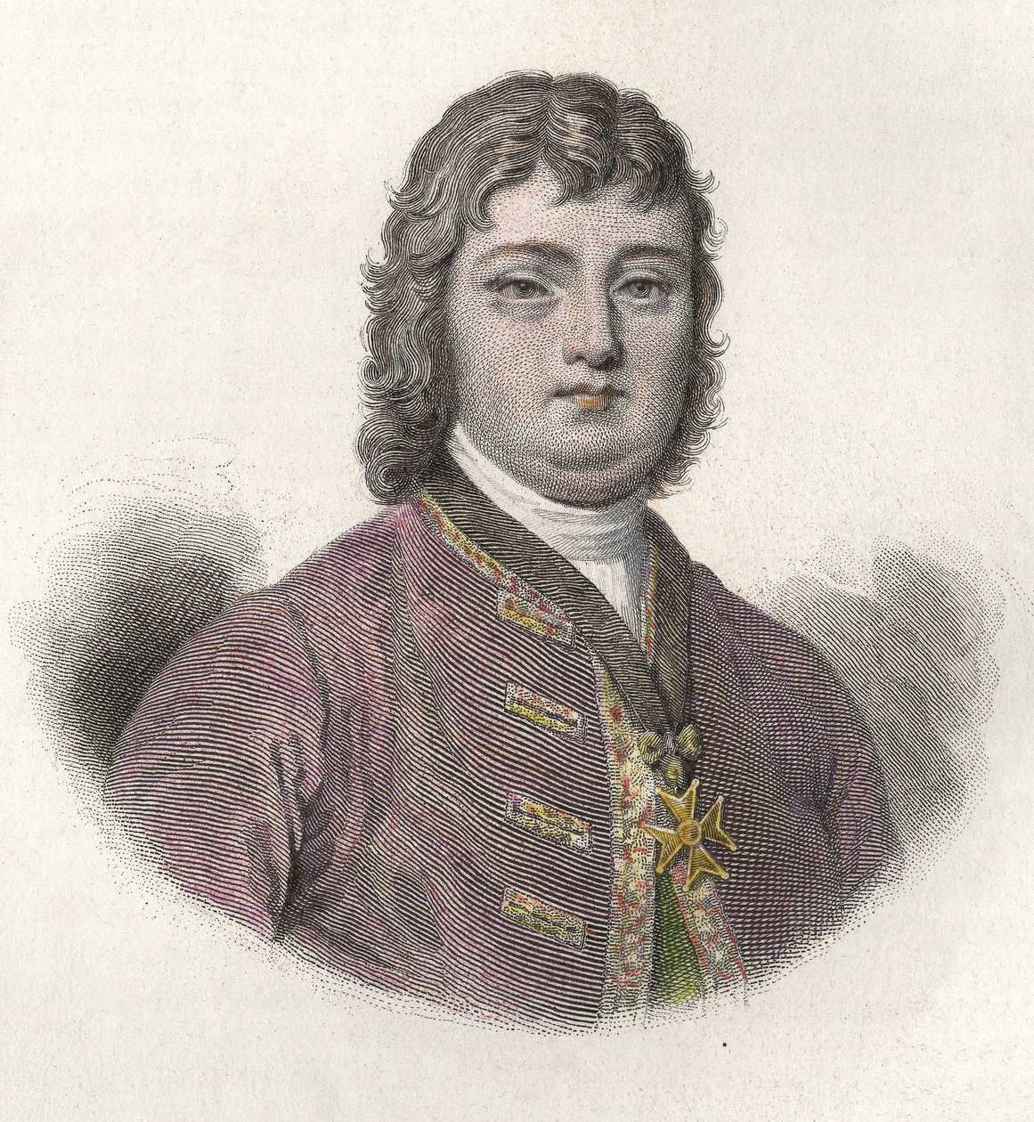 Portret Nicolasa Roze dit le Chevalier Roze (1675-1733), francuskiego wojskowego i gubernatora. w "Portraits des Hommes Useful". autorstwa French School